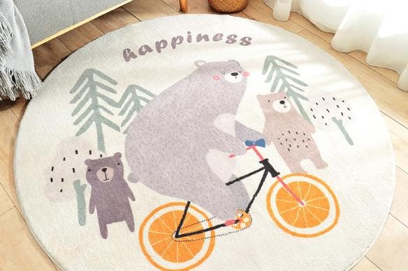 Cartoon round lamb wool non-slip carpet (1)