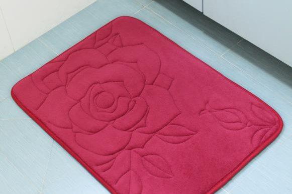 Rose coral velvet door mat (2)