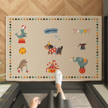 Cartoon Indoor Door Mat with TPR and Belgium Velvet, Durable and Stylish