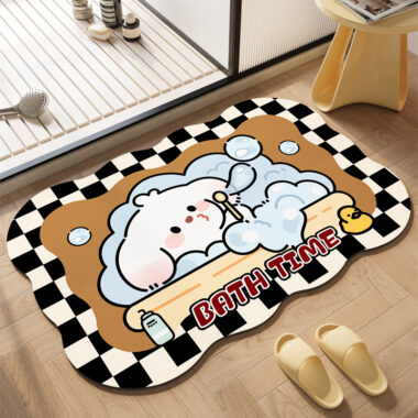  Cute Cartoon Non-Slip Bathroom Mat Absorbent, Easy to Clean for Entryway and Hallway