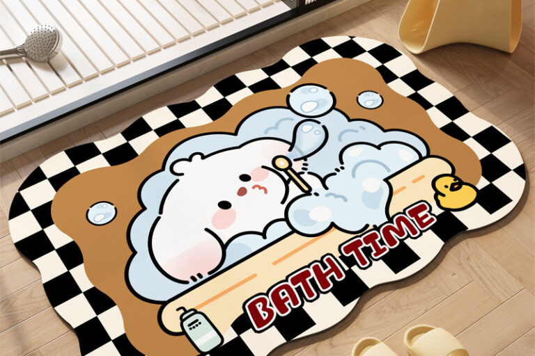 Cute Cartoon Non-Slip Bathroom Mat Absorbent, Easy to Clean for Entryway and Hallway
