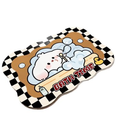  Cute Cartoon Non-Slip Bathroom Mat Absorbent, Easy to Clean for Entryway and Hallway
