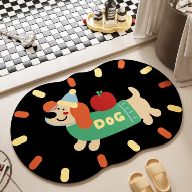  Cute Cartoon Non-Slip Bathroom Mat Absorbent, Easy to Clean for Entryway and Hallway