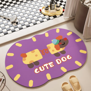  Cute Cartoon Non-Slip Bathroom Mat Absorbent, Easy to Clean for Entryway and Hallway