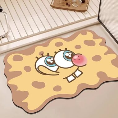  Cute Cartoon Non-Slip Bathroom Mat Absorbent, Easy to Clean for Entryway and Hallway