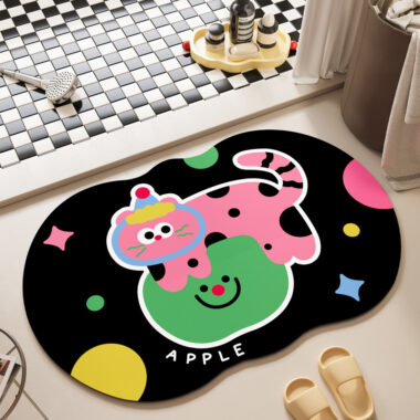  Cute Cartoon Non-Slip Bathroom Mat Absorbent, Easy to Clean for Entryway and Hallway