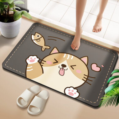Non-Slip Diatomaceous Earth Bathroom Mat Absorbent Toilet Foot Mat
