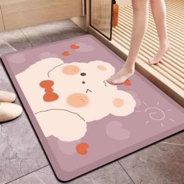 Diatomaceous Earth Cartoon Bathroom Absorbent Fast-Dry Non-Slip Rubber Mat