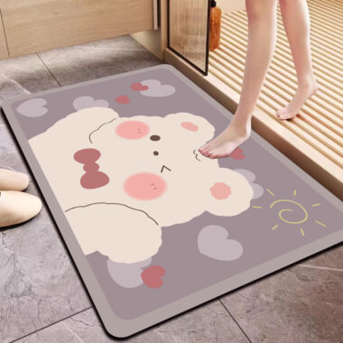 Diatomaceous Earth Cartoon Bathroom Absorbent Fast-Dry Non-Slip Rubber Mat