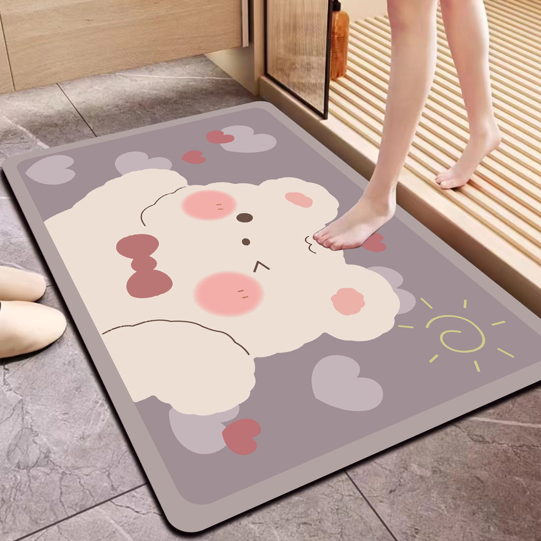 Diatomaceous Earth Cartoon Bathroom Absorbent Fast-Dry Non-Slip Rubber Mat (8)