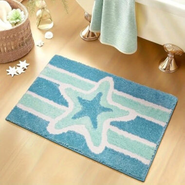 Fresh Floral Faux Cashmere Door Mat for Bathroom and Entryway Non-Slip