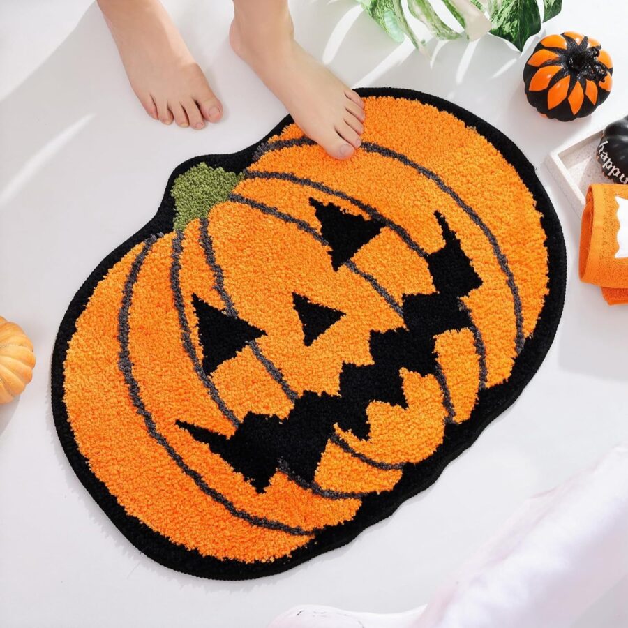 Halloween Skeleton Skull Faux Cashmere Non-Slip Door Mat for Home & Bathroom