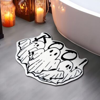 Halloween Skeleton Skull Faux Cashmere Non-Slip Door Mat for Home & Bathroom