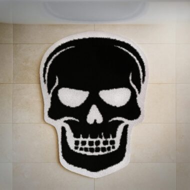 Halloween Skeleton Skull Faux Cashmere Non-Slip Door Mat for Home & Bathroom