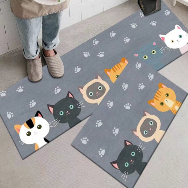Absorbent Oil-Resistant Non-Slip Long Kitchen Mat with Cartoon Animal Design