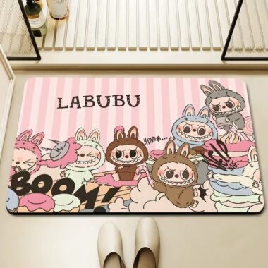 Labubu Home Door Mat Absorbent and Non-Slip for Kitchen & Bathroom Use
