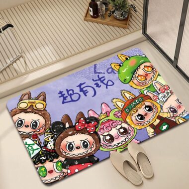 Labubu Home Door Mat Absorbent and Non-Slip for Kitchen & Bathroom Use