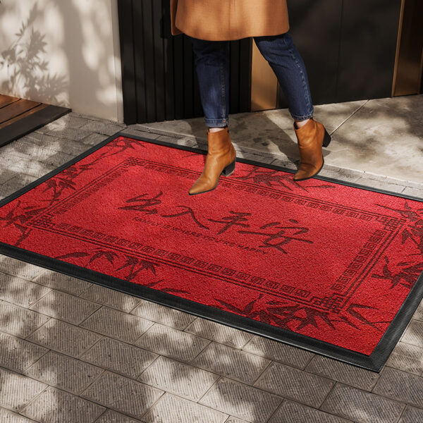 Luxury Red Non-Slip Villa Entrance Doormat Thick Outdoor Mat for Home