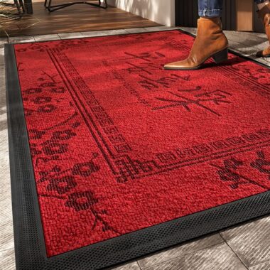  Luxury Red Non-Slip Villa Entrance Doormat Thick Outdoor Mat for Home