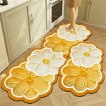 Floral Oil Painting Kitchen Mat Water Absorbent Non-Slip Bathroom Rug