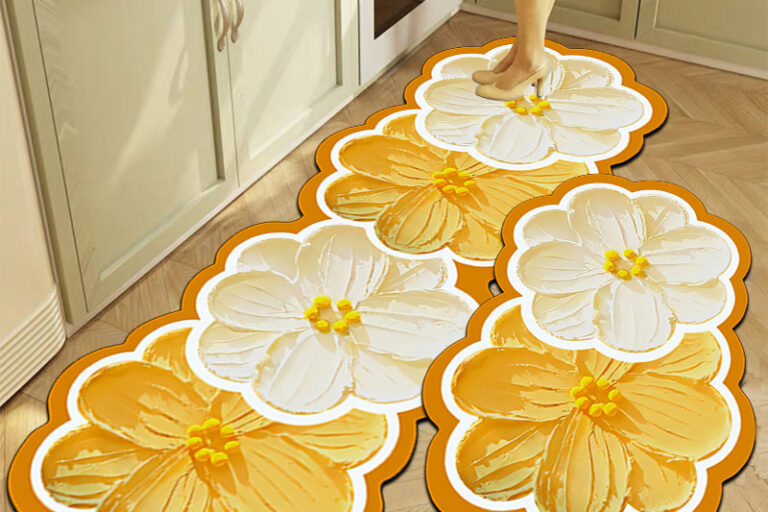Floral Oil Painting Kitchen Mat Water Absorbent Non-Slip Bathroom Rug