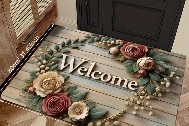Non-Slip Vintage Floral Outdoor Door Mat for Front Door and Entryway