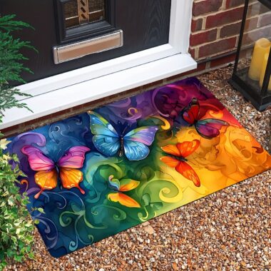Non-Slip Vintage Floral Outdoor Door Mat for Front Door and Entryway

