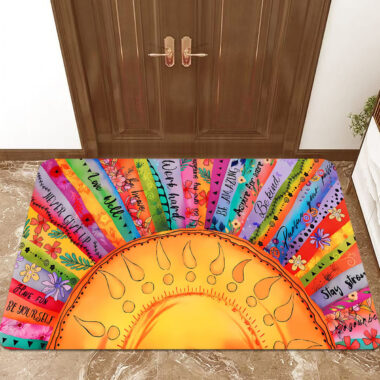 Non-Slip Vintage Floral Outdoor Door Mat for Front Door and Entryway


